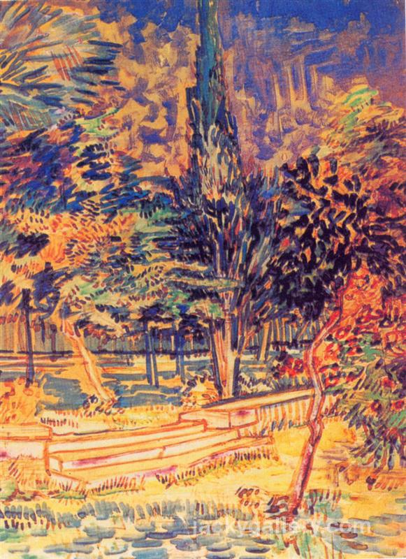 Stone Steps in the Garden of the Asylum, Van Gogh painting - Click Image to Close